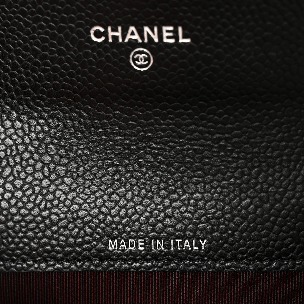 Caviar Quilted Flap  Holder Wallet Black