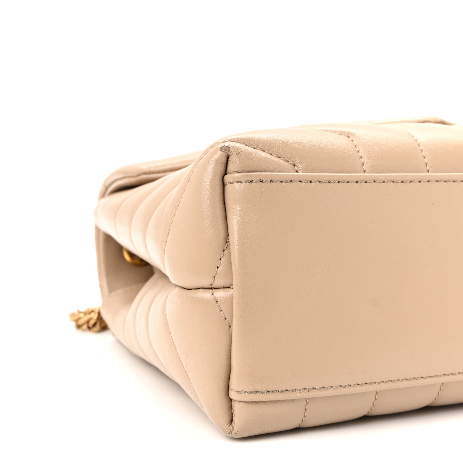 Calfskin Y Quilted Monogram Small Loulou Chain Satchel Dark Beige