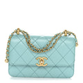 Calfskin Quilted Mini Perfect Fit Flap Turquoise