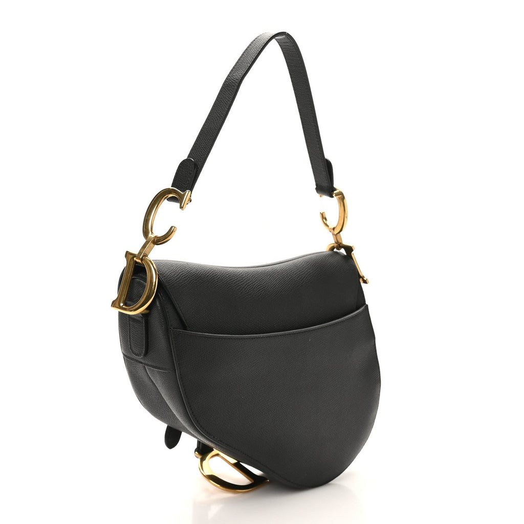 Grained Calfskin Saddle Bag Black