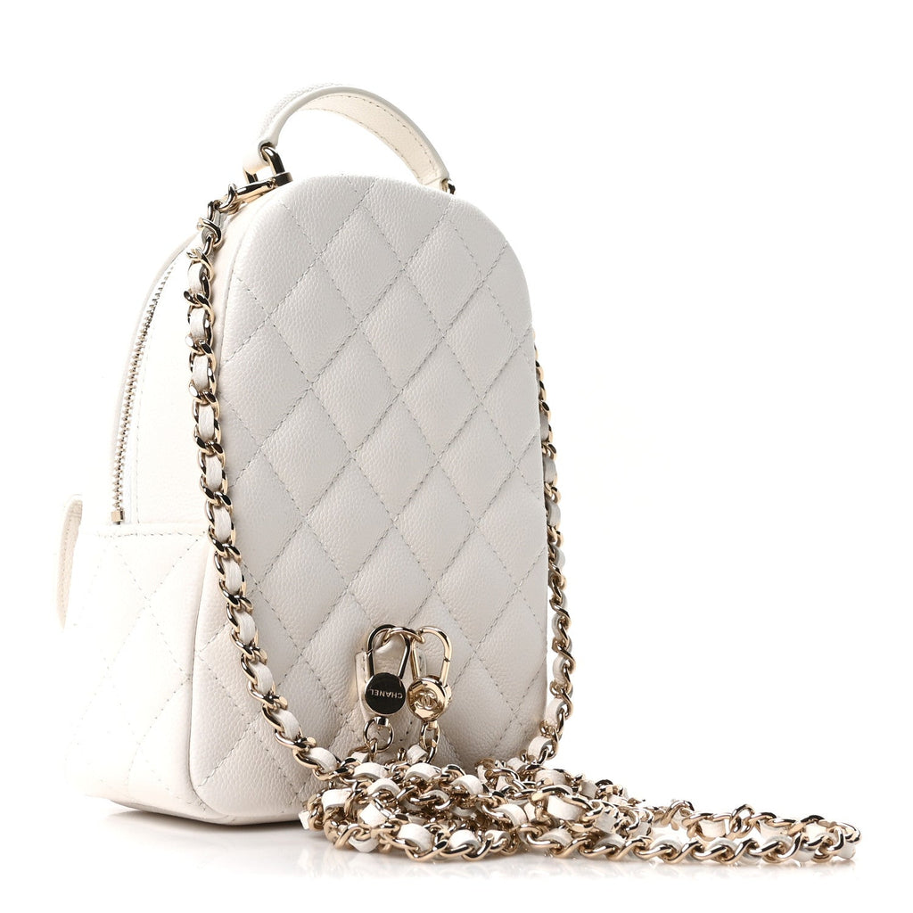 Caviar Quilted CC Mini Classic Backpack White