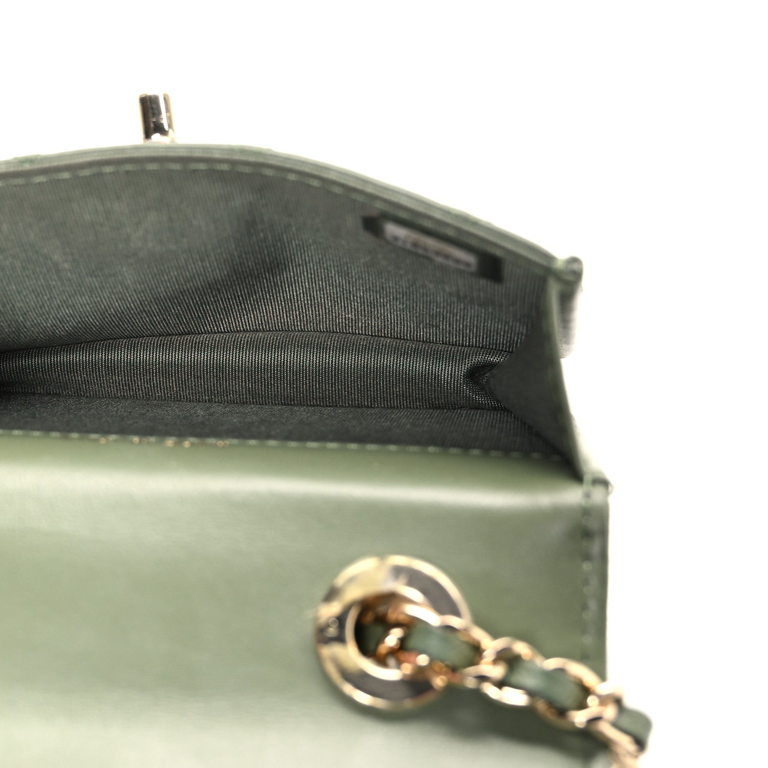 Lambskin Quilted Trendy CC  Holder On Chain Green