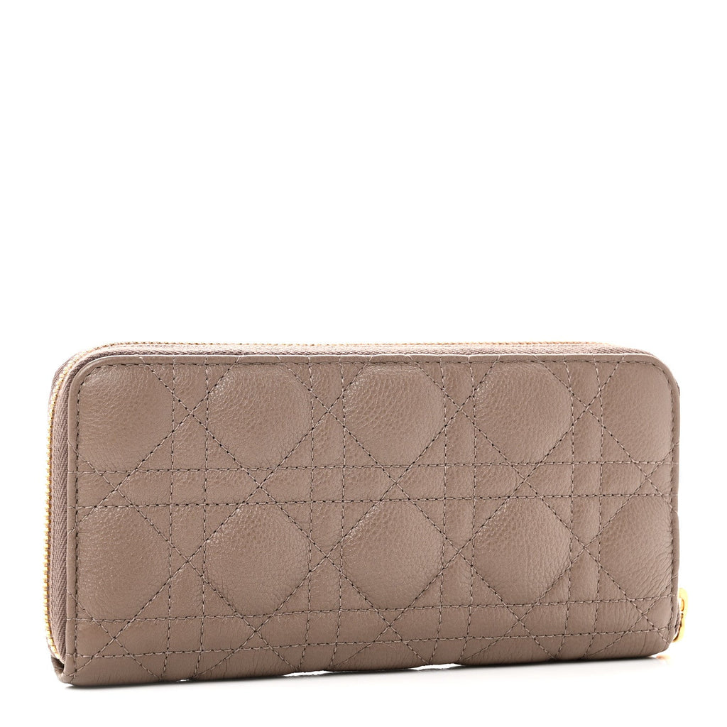 Grained Calfskin Supple Cannage Caro Zip Wallet Taupe