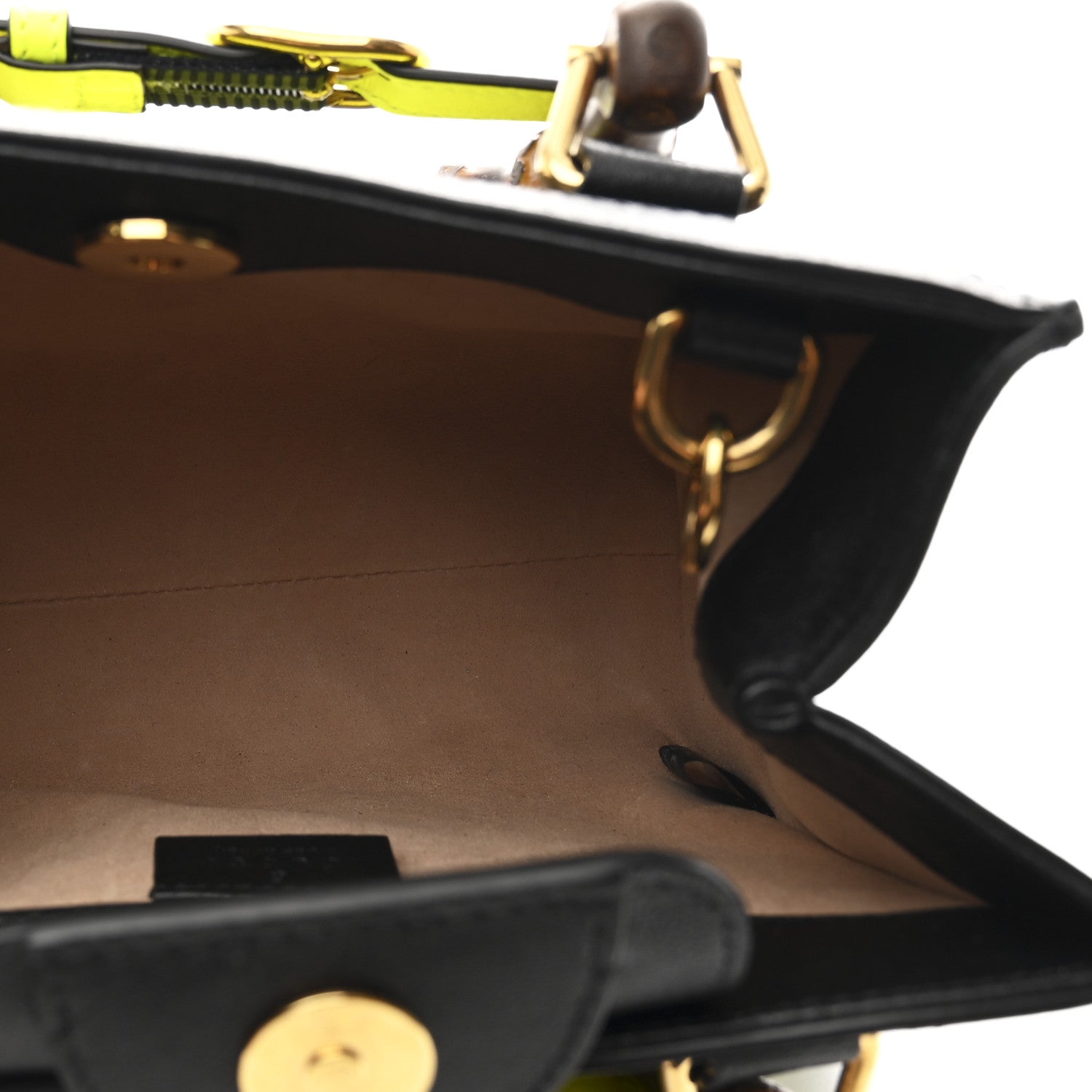 Wonka Grain Calfskin Mini Diana Tote Bag Black Yellow Fluo