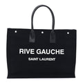 Linen Calfskin Rive Gauche Tote Black