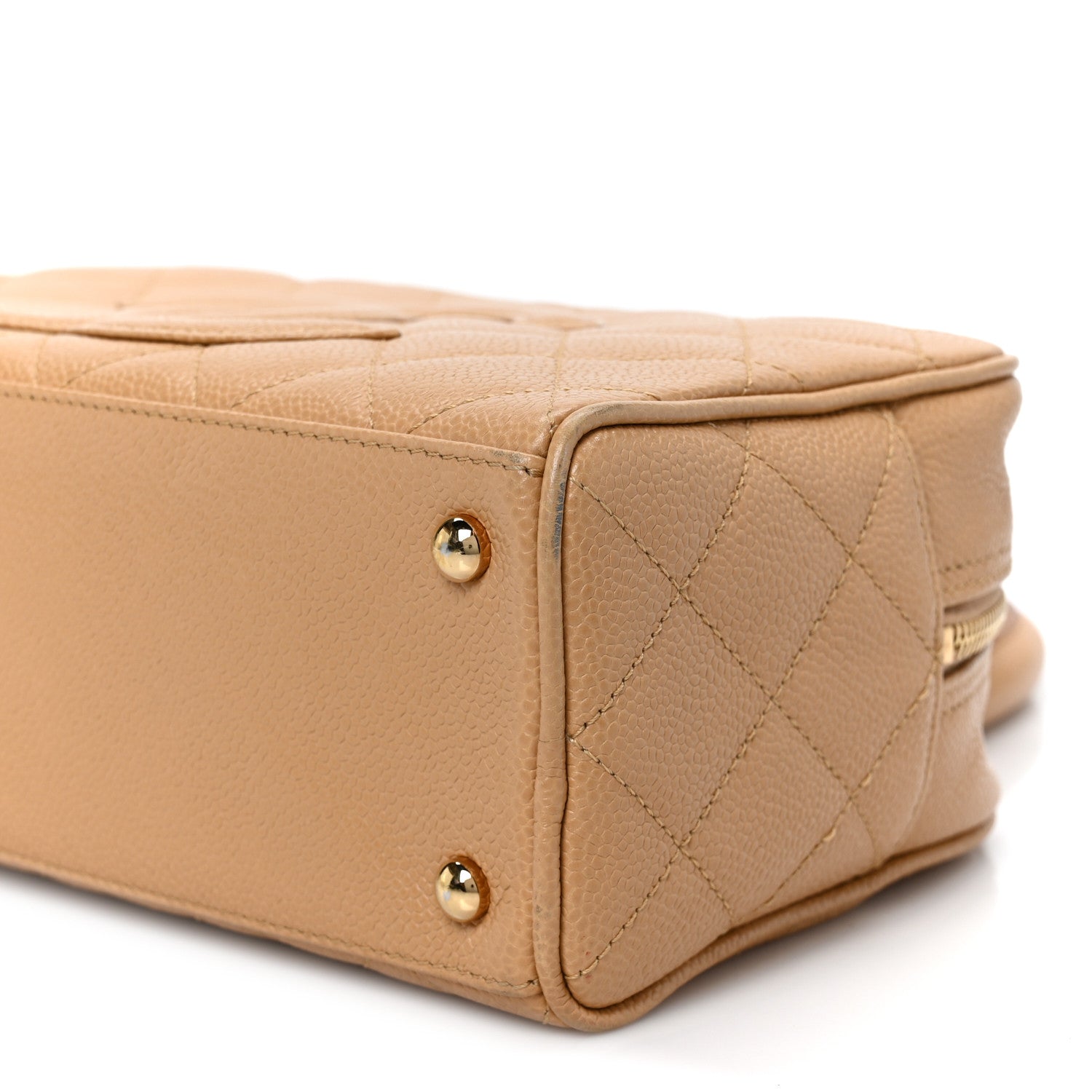 Caviar Quilted Small Bowler Beige