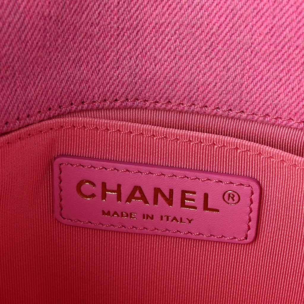 Denim Quilted Mini Messenger Flap Neon Pink
