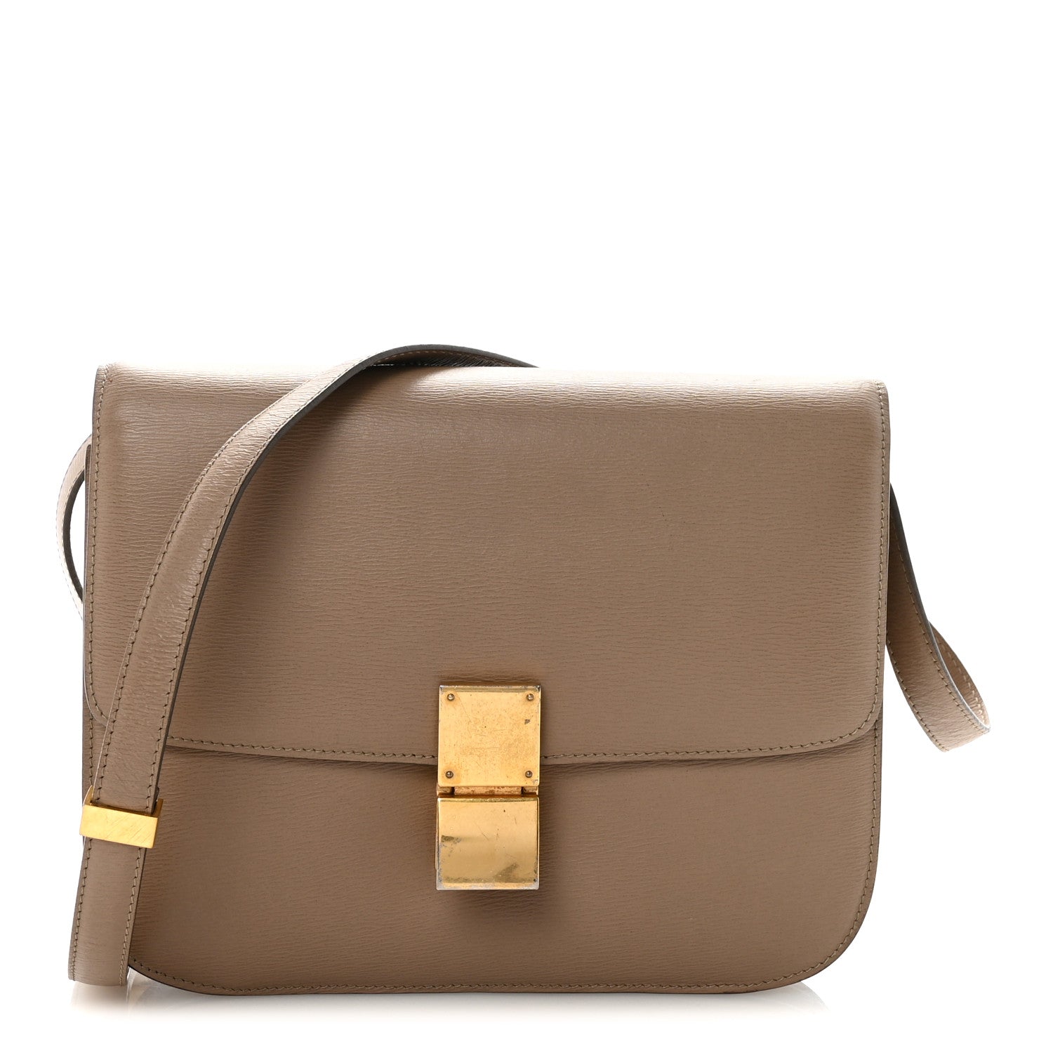 Liege Calfskin Medium Classic Box Flap Bag Taupe