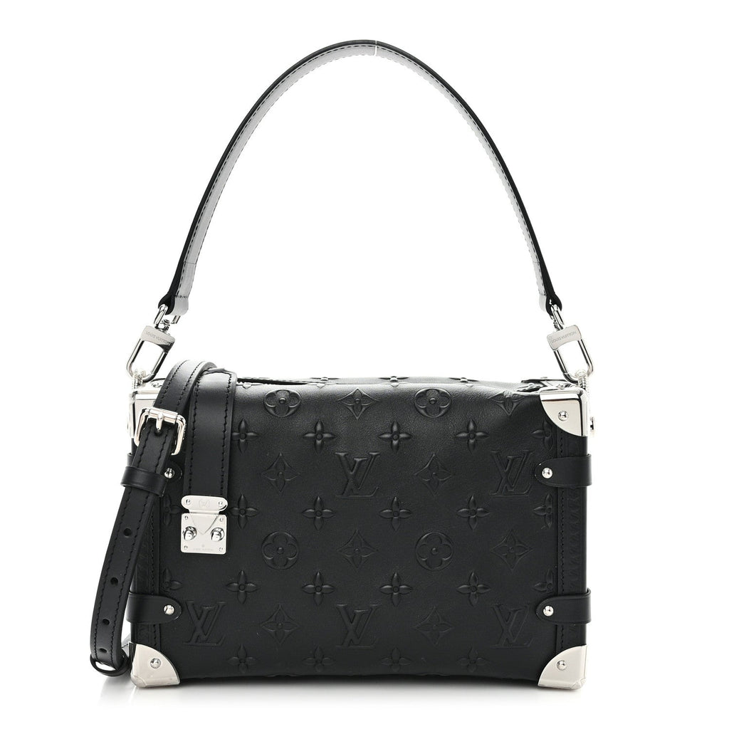 Calfskin Debossed Monogram Side Trunk Black