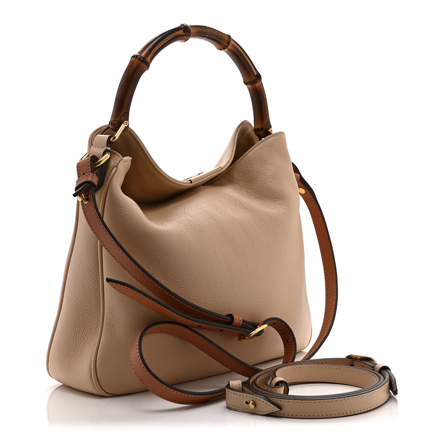 Softy Wonka Textured Dollar Calfskin Medium Diana Shoulder Bag Light Beige