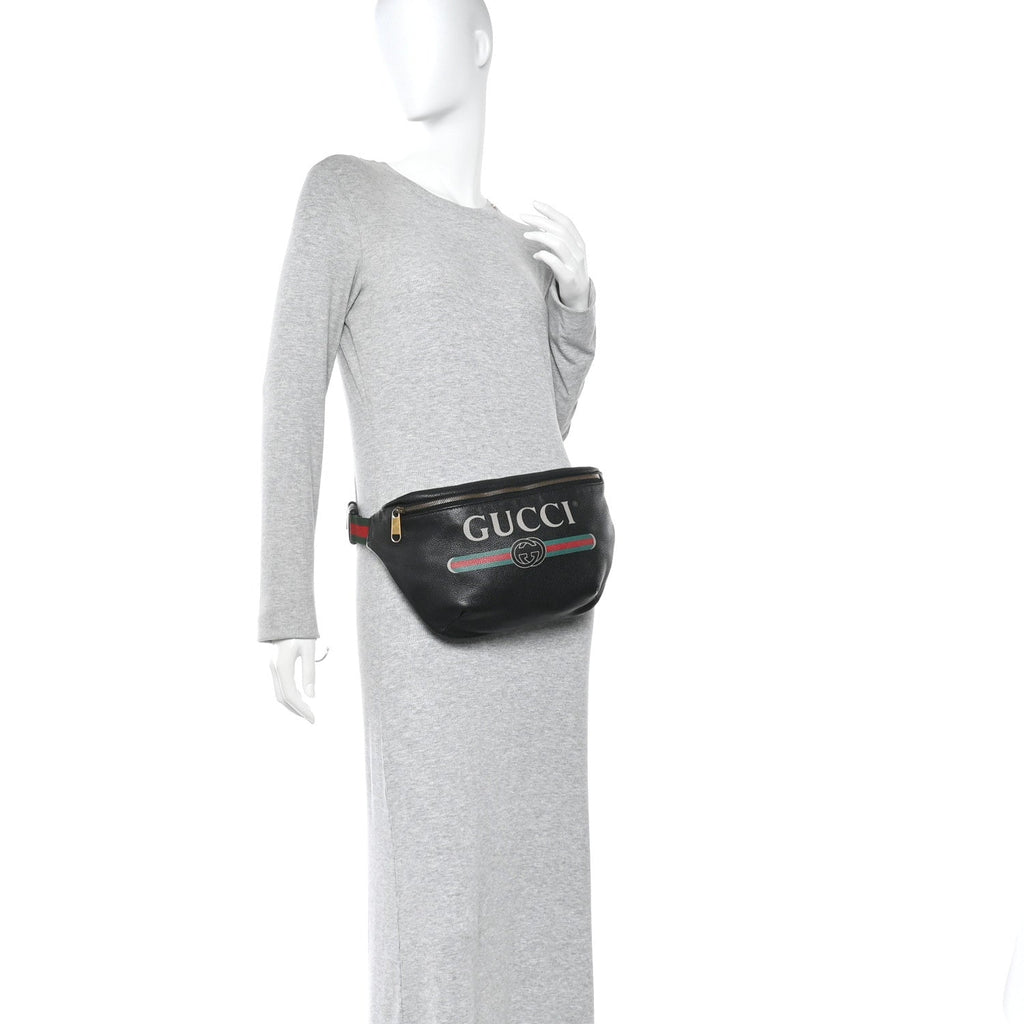 Grained Calfskin Logo Belt Bag Black