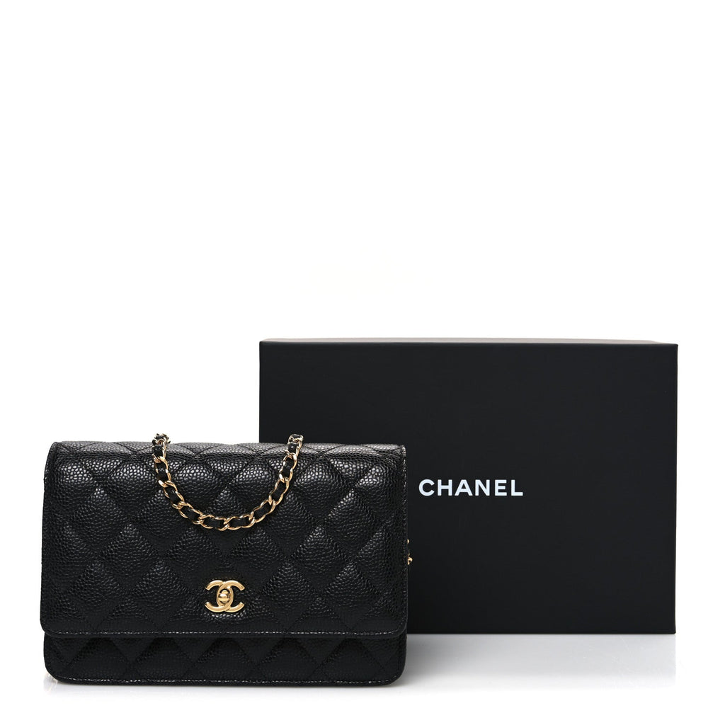 Caviar Quilted CC Turnlock Wallet On Chain WOC Black