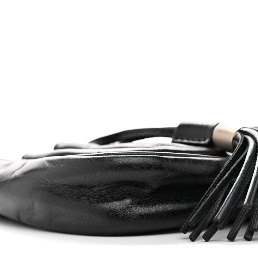 Lambskin Tassel Hobo Black