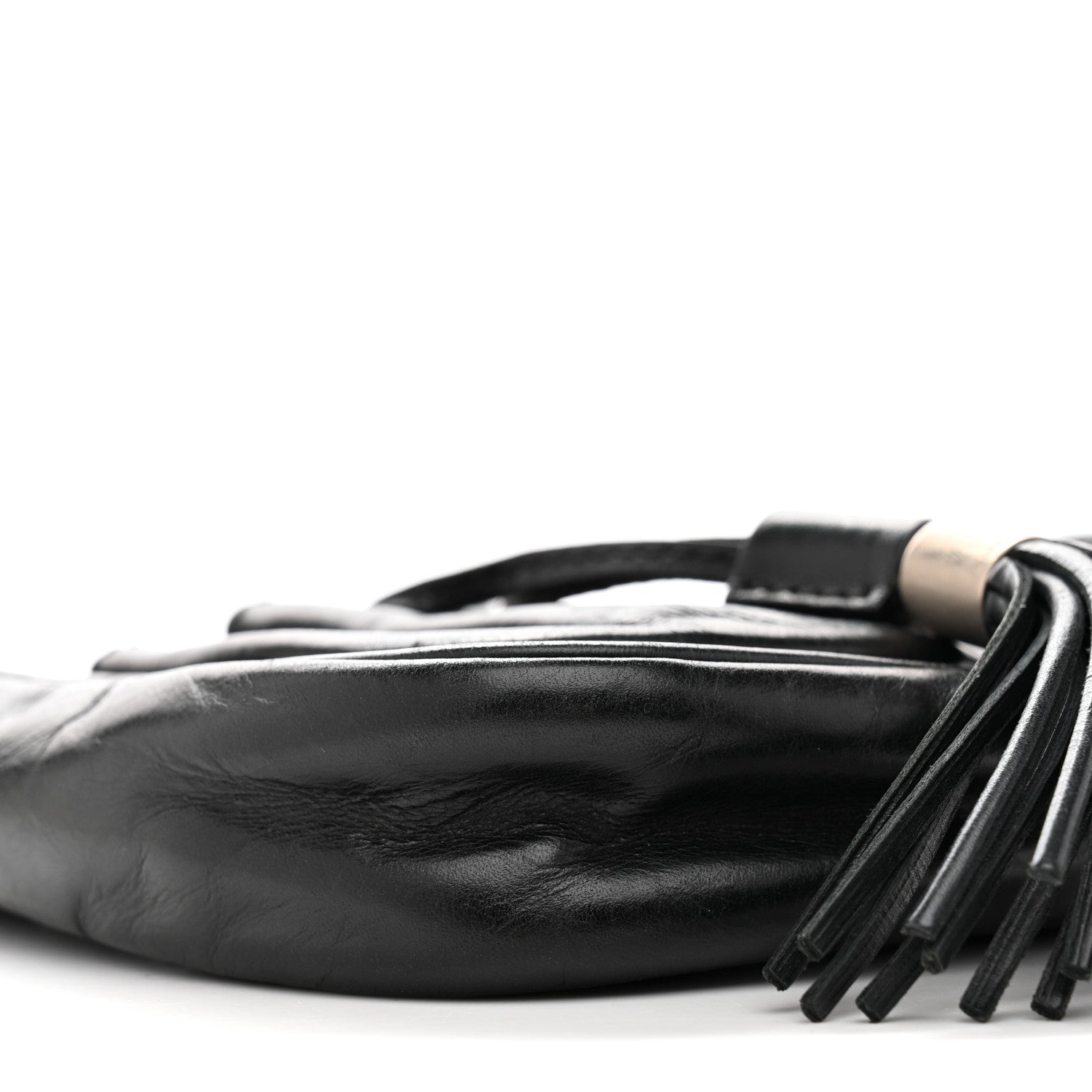 Lambskin Tassel Hobo Black