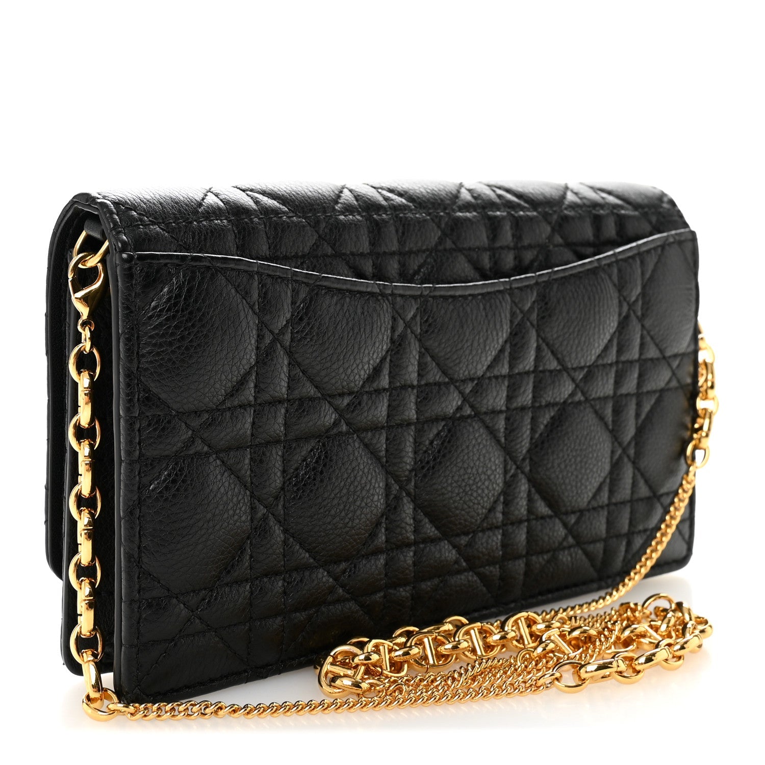 Supple Calfskin Caro Pouch with Chain Black