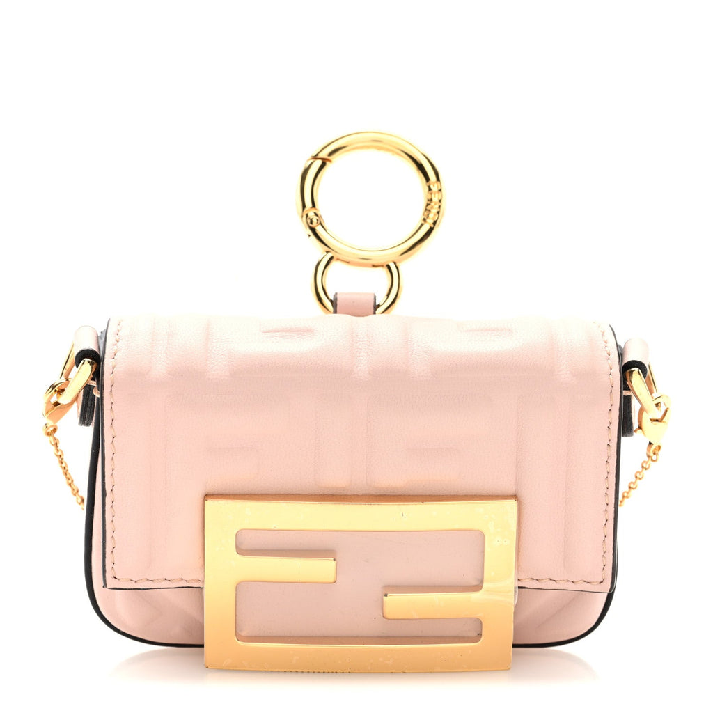Nappa Matisse FF Embossed Nano Maxi Buckle Baguette Charm Rosa Quarzo