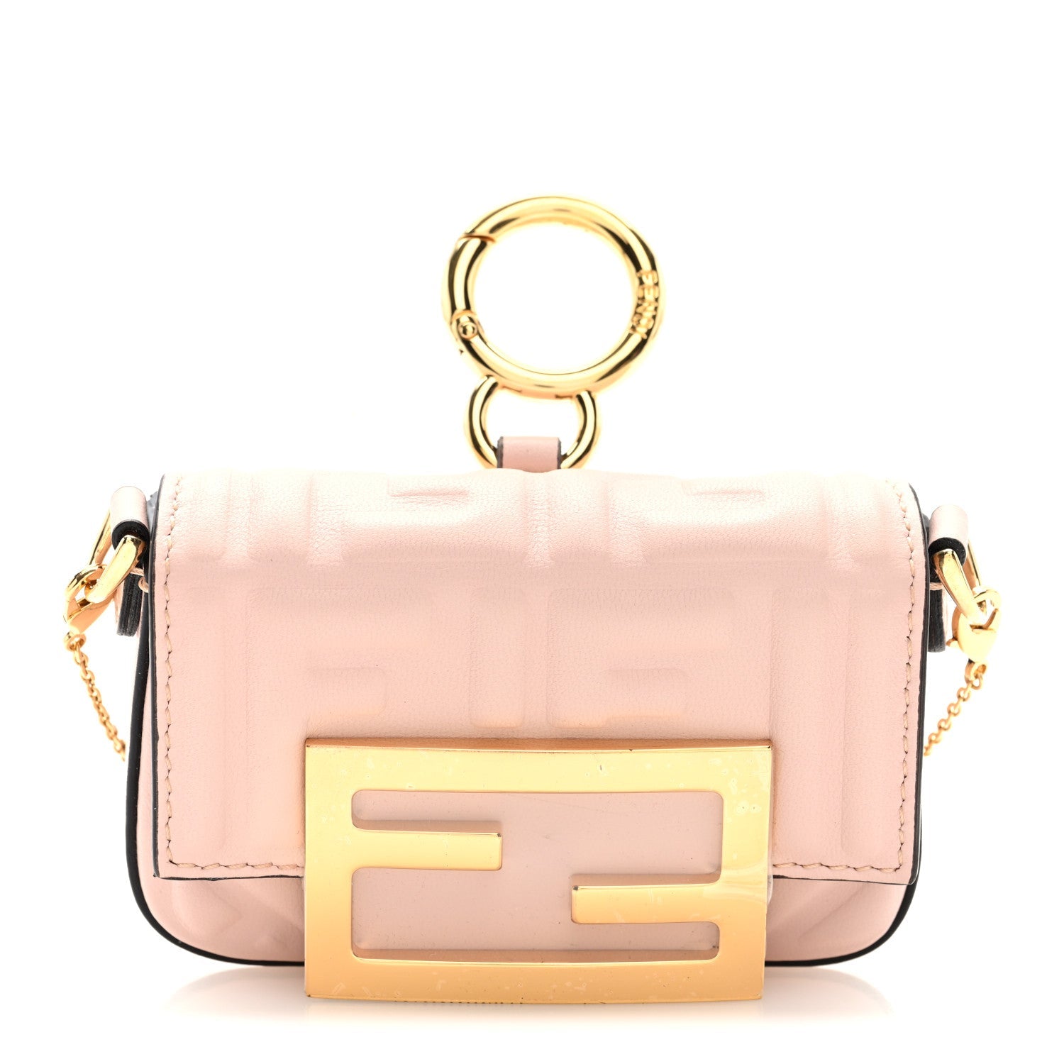 Nappa Matisse FF Embossed Nano Maxi Buckle Baguette Charm Rosa Quarzo