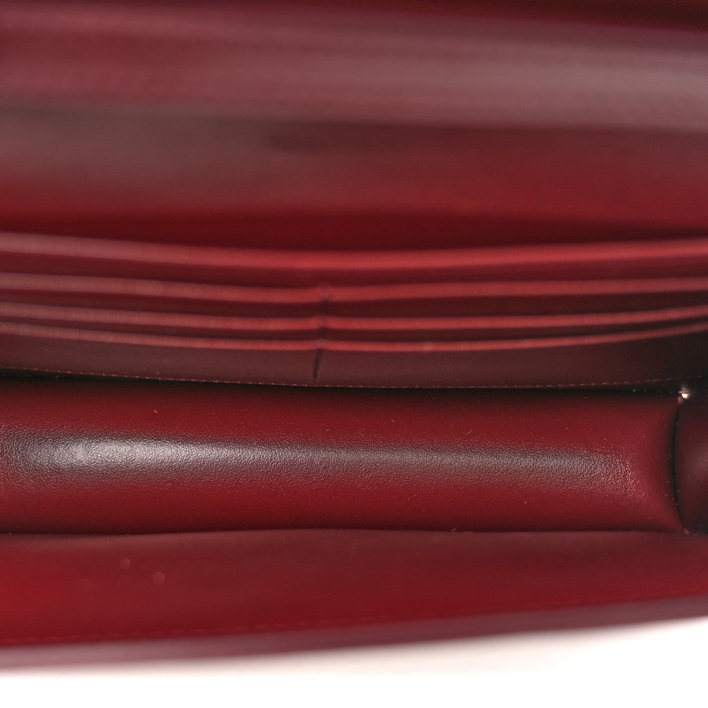 Shiny Calfskin Triomphe Margo Wallet on Chain Burgundy