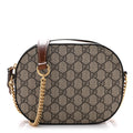 GG Supreme Monogram Cuoio Toscano Mini Chain Shoulder Bag Beige Ebony Cuir