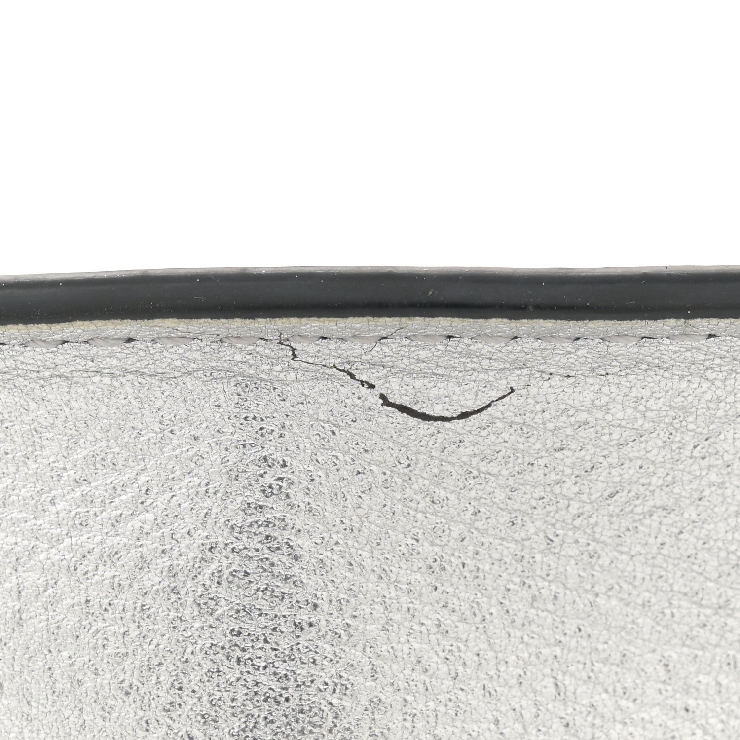 Metallic Grainy Calfskin Mini Vlogo Hobo Bag Silver