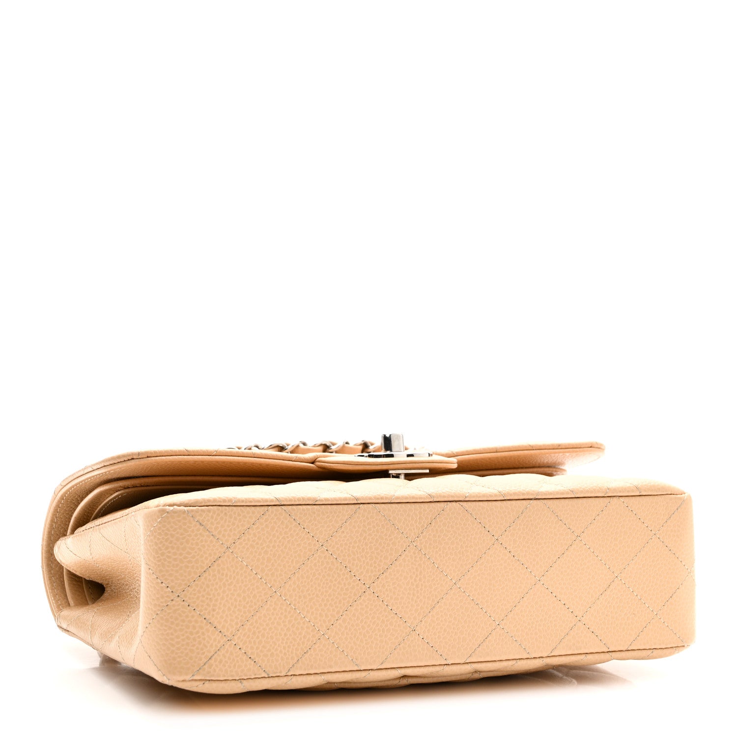 Caviar Quilted Small Double Flap Beige