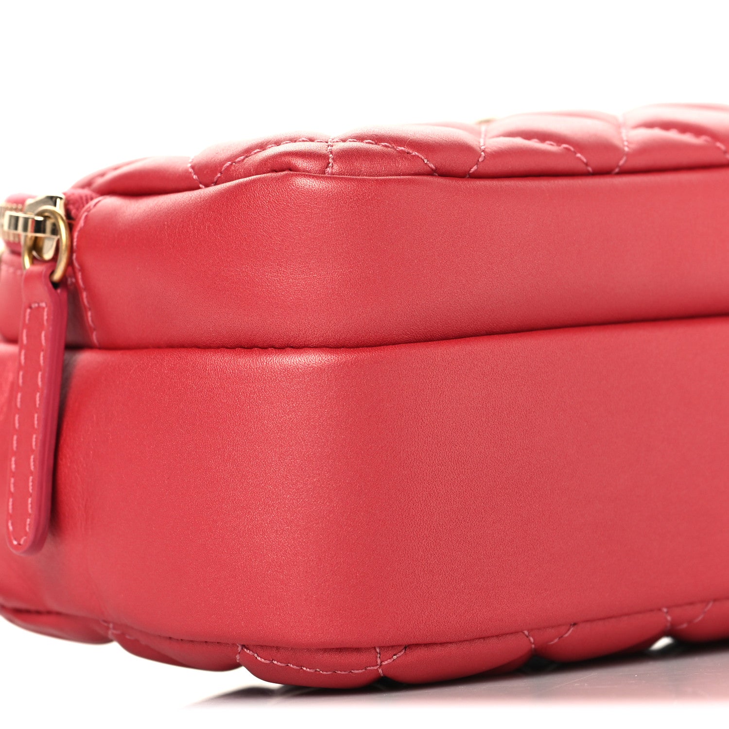 Calfskin Quilted Day Trips Camera Case Pink