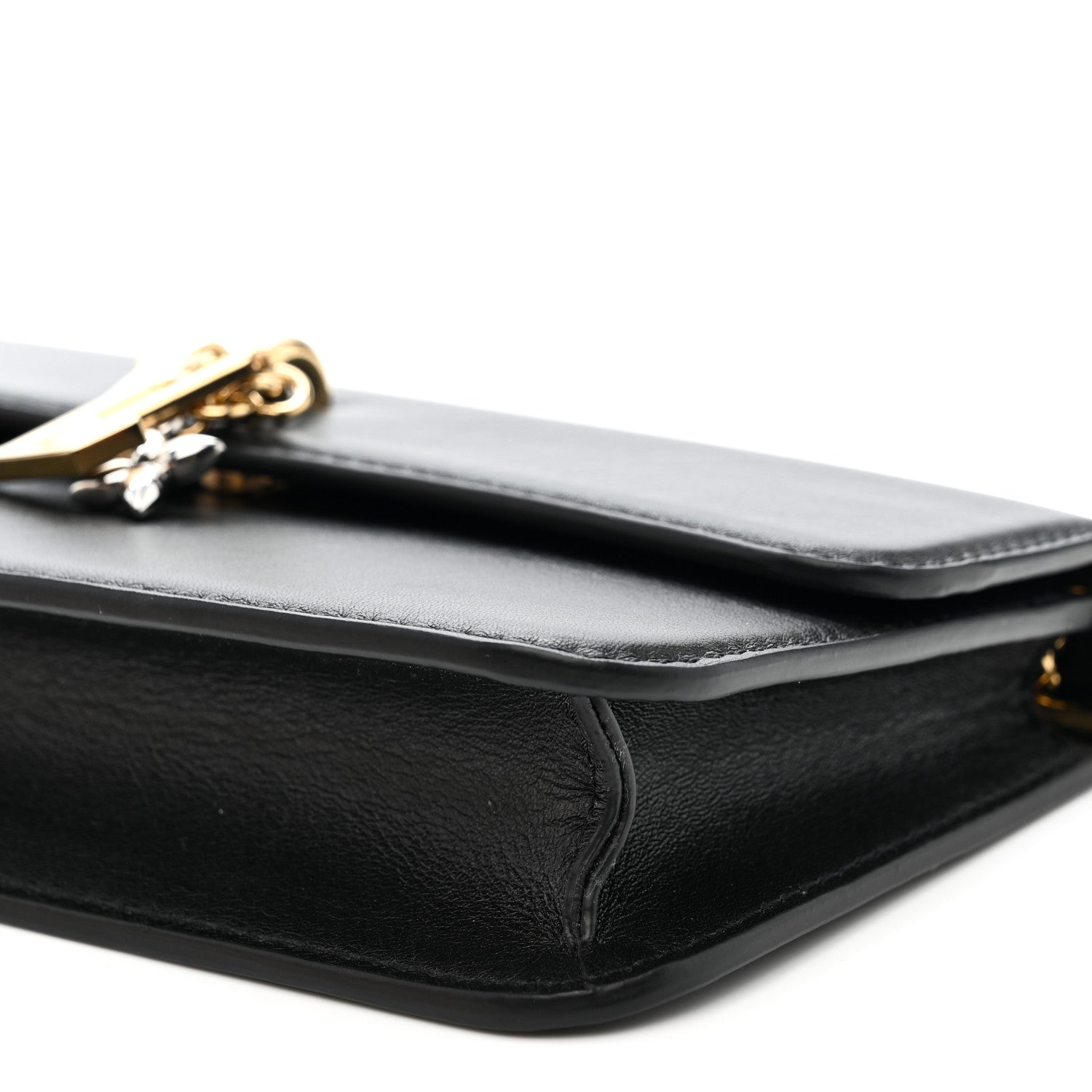 Calfskin LV Bloom Wallet On Chain Black