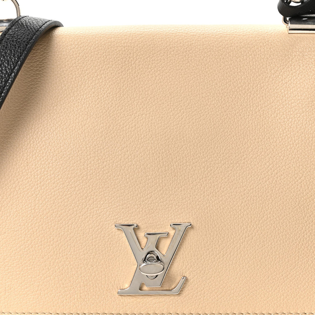 Soft Calfskin Lockme II Top Handle Vanille Black
