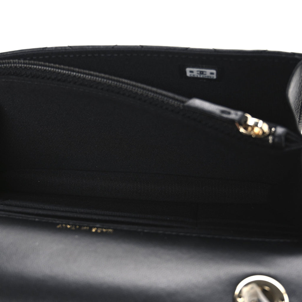 Lambskin Quilted Trendy CC Dual Handle Clutch With Chain Black
