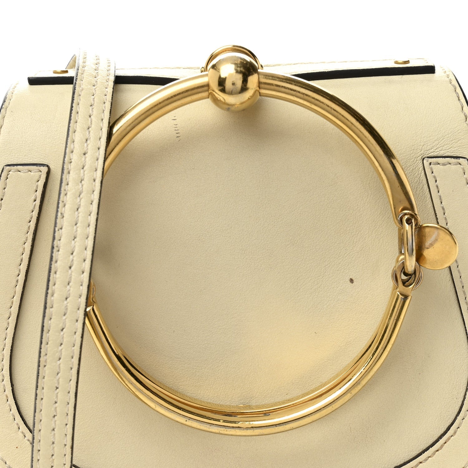 Calfskin Suede Small Nile Bracelet Bag Off White