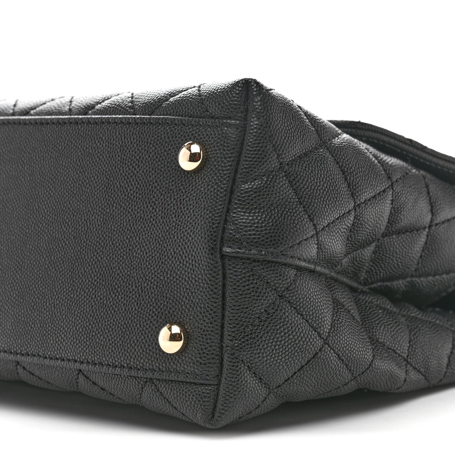 Caviar Quilted Small Coco Handle Flap Black