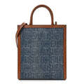 Denim All Over Print Small Vertical Cabas Navy Tan