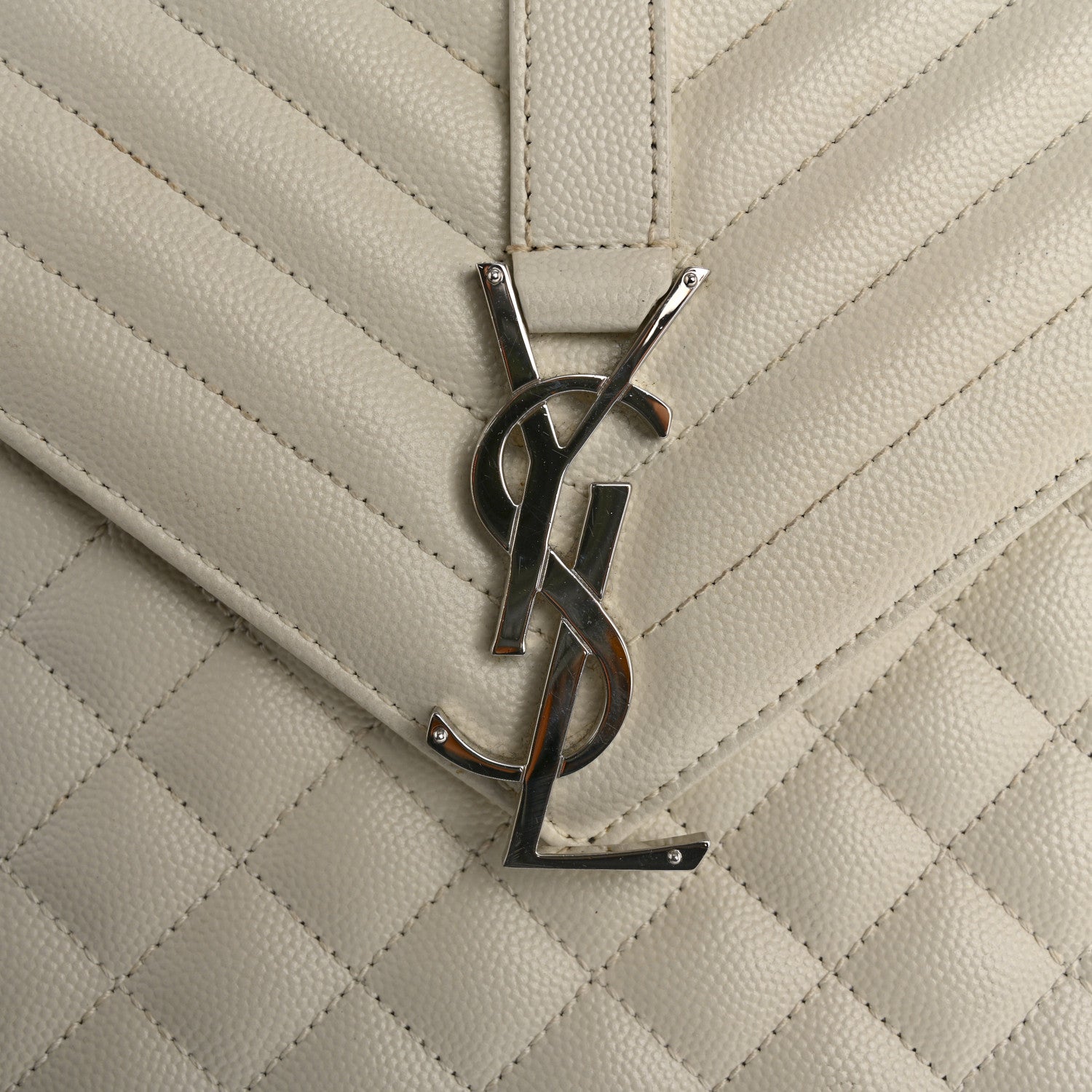 Grain De Poudre Textured Mixed Matelasse Large Triquilt Monogram Satchel Porcellana