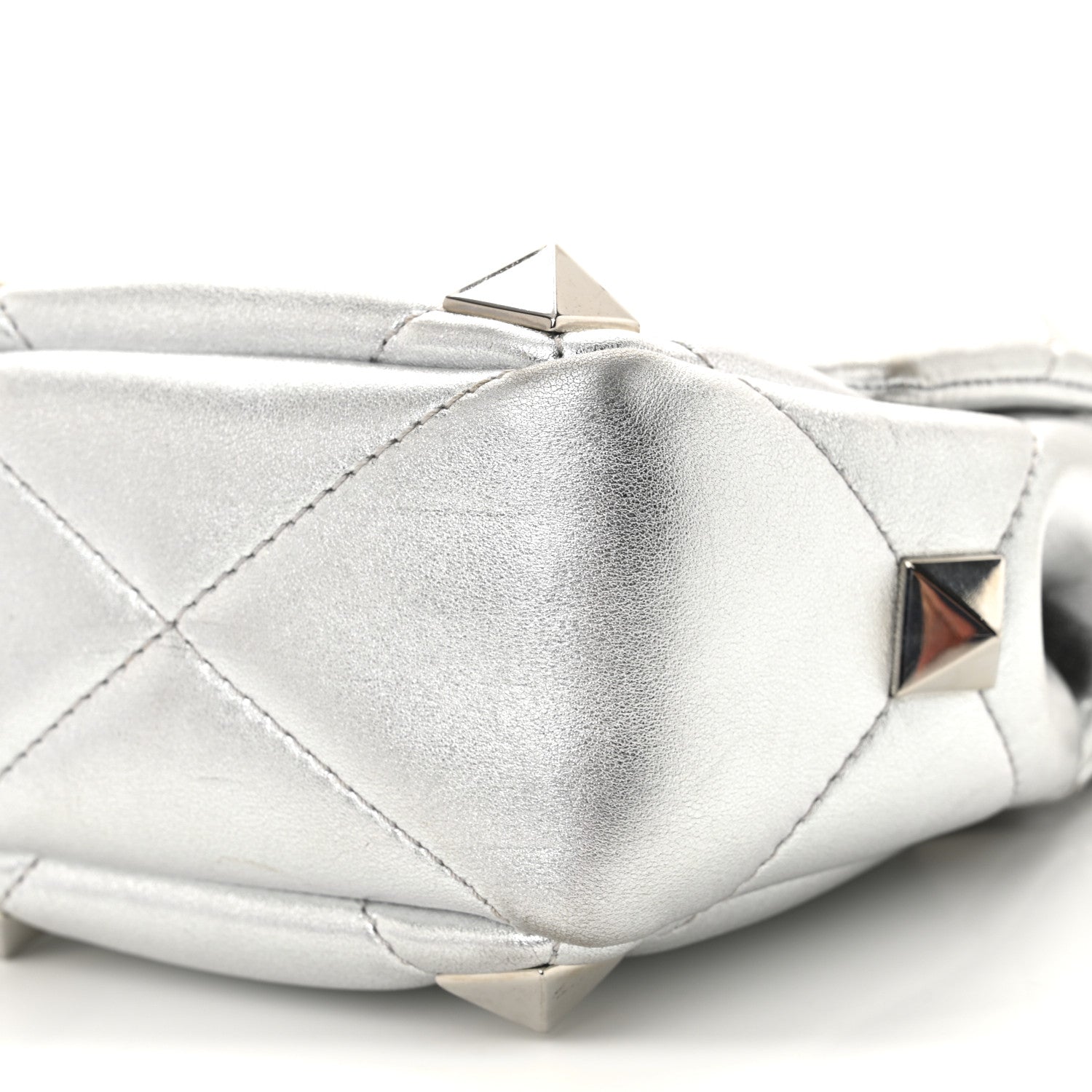 Nappa Medium Roman Stud Shoulder Bag Silver