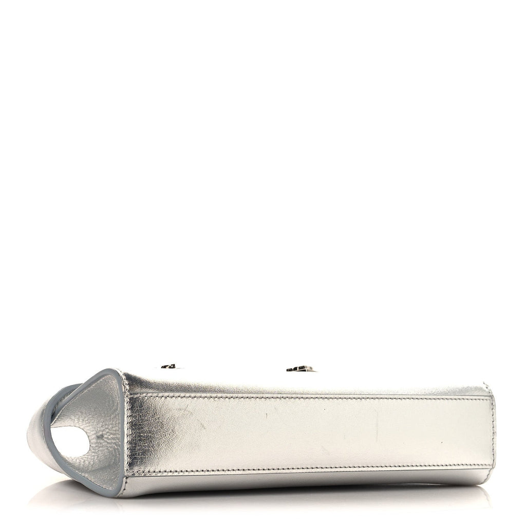 Metallic Lambskin Mini Hug Crossbody Bag Argento