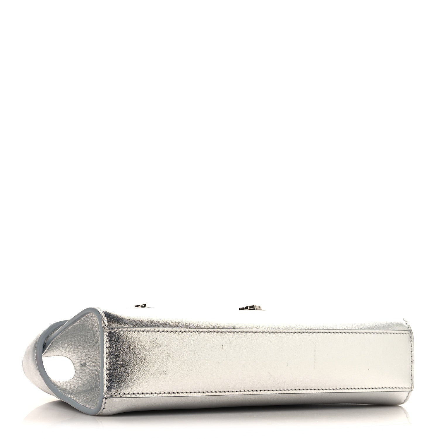 Metallic Lambskin Mini Hug Crossbody Bag Argento