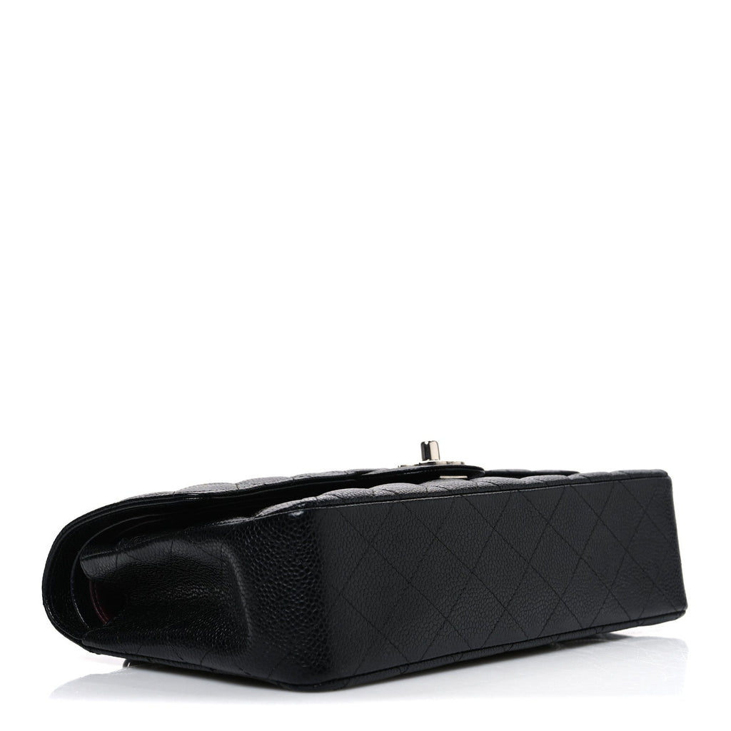 Caviar Quilted Medium Double Flap Black