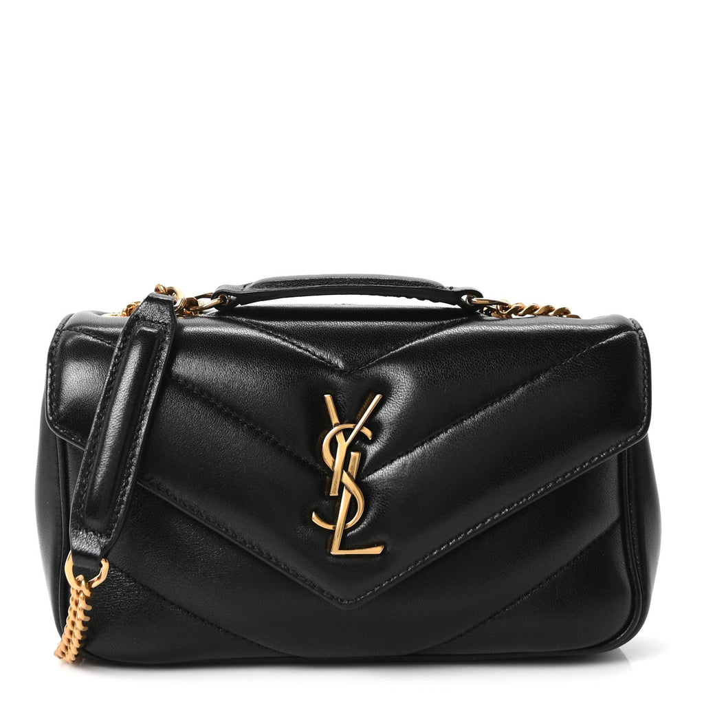 Lambskin Chevron Quilted Mini LouLou Black