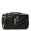 Lambskin Chevron Quilted Mini LouLou Black