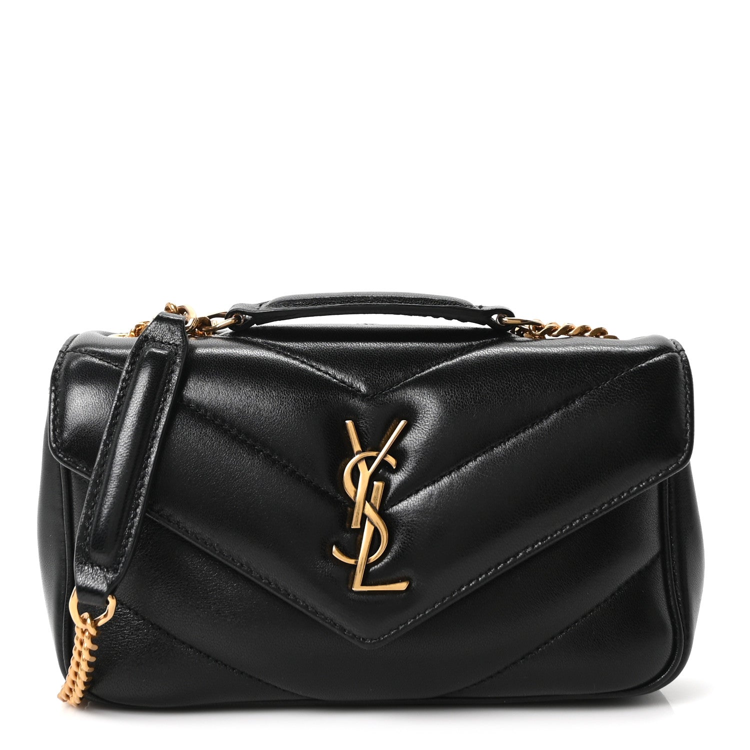 Lambskin Chevron Quilted Mini LouLou Black