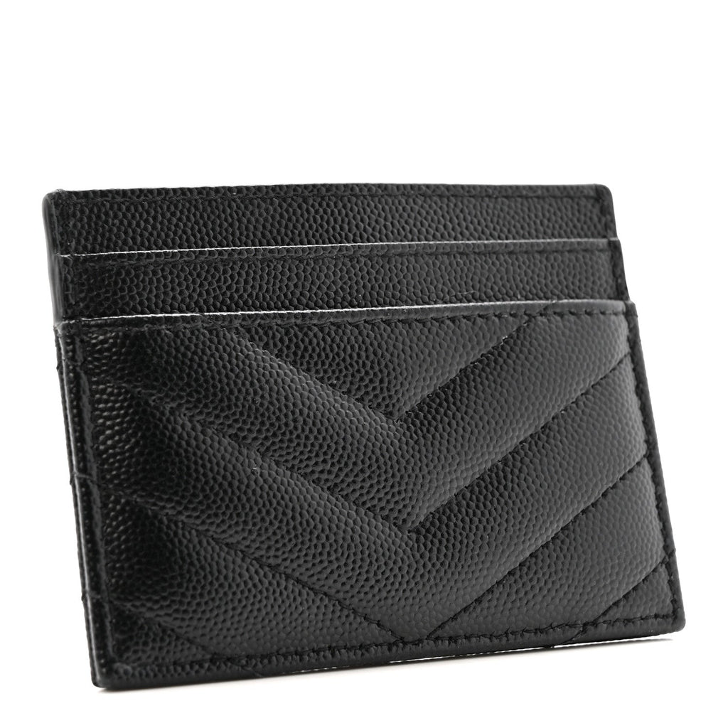 Grain De Poudre Matelasse Chevron Monogram Credit  Case Black