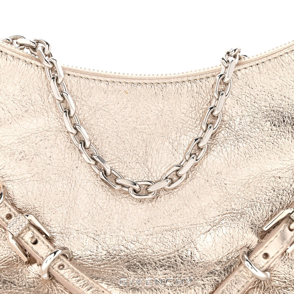 Metallic Calfskin Mini Voyou Bag Dusty Gold
