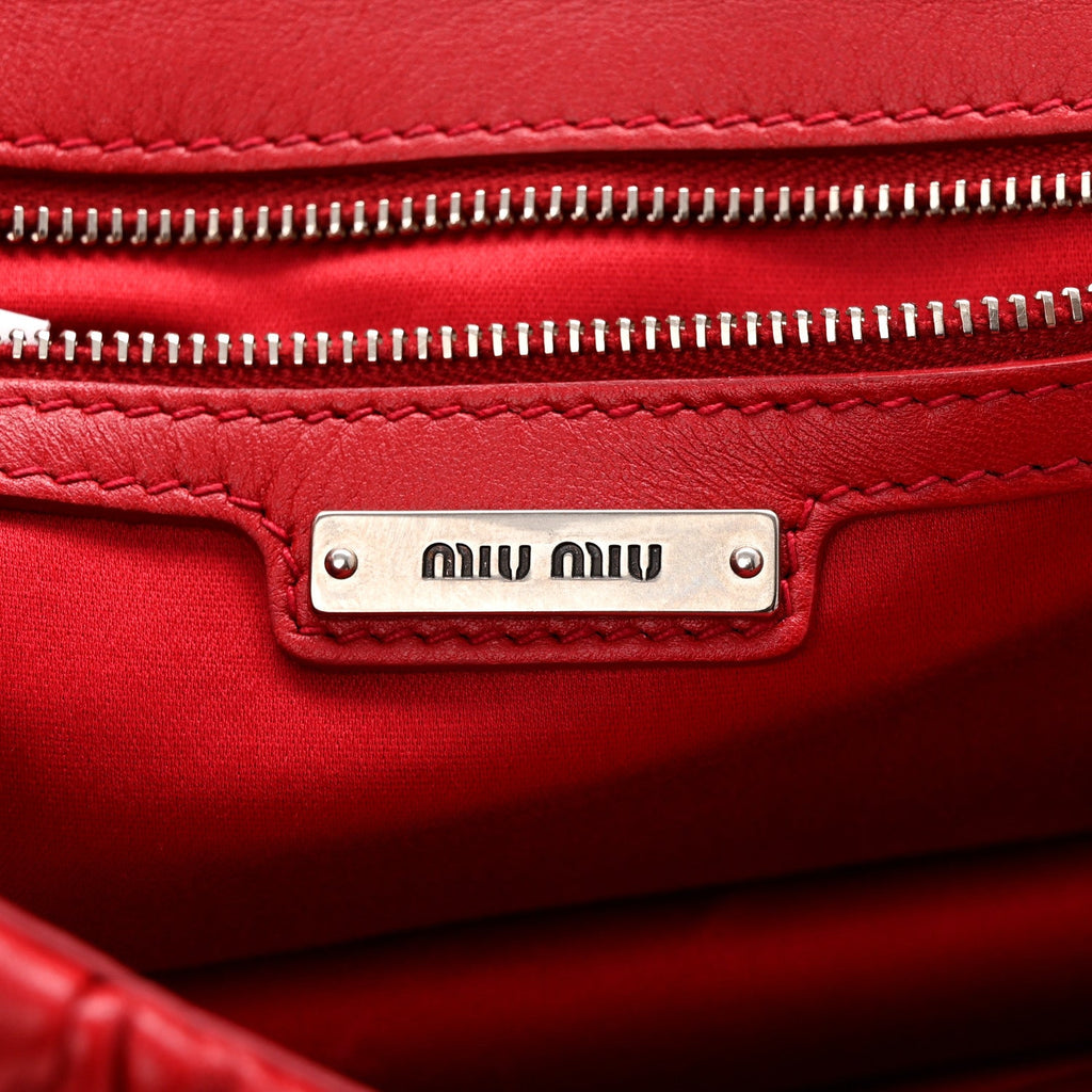Nappa Matelasse Madras Crystal Embellished Shoulder Bag Fuoco