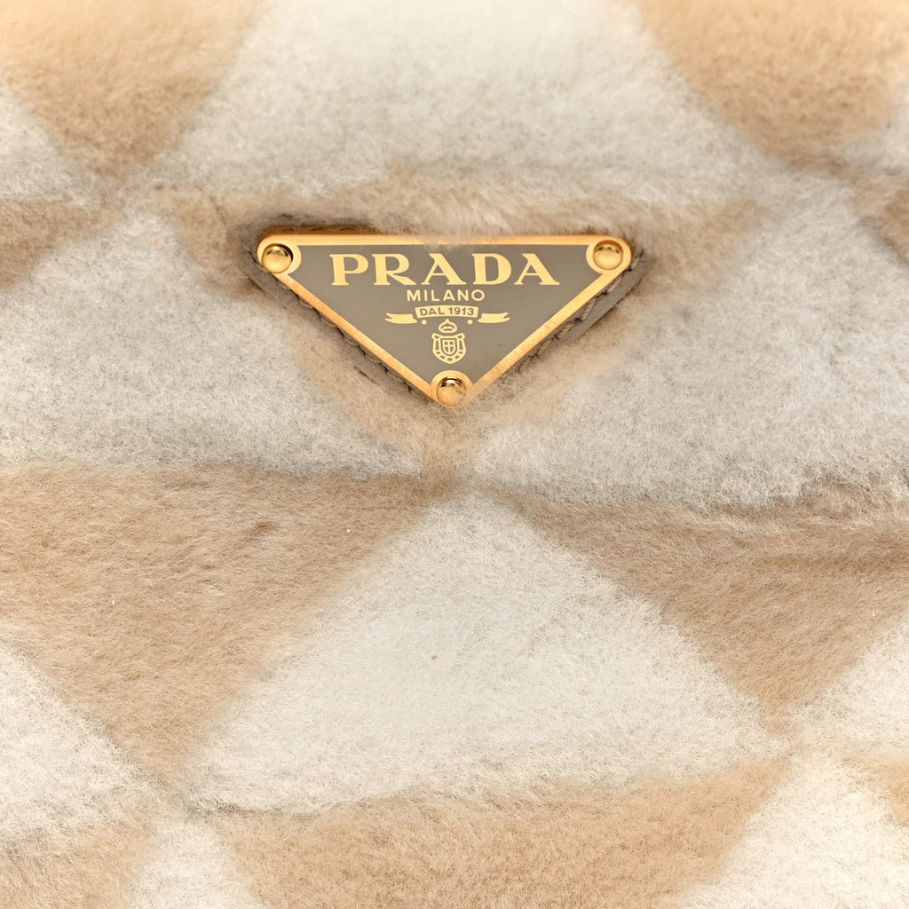 Shearling Symbole Mini Triangle Bag Ecru White
