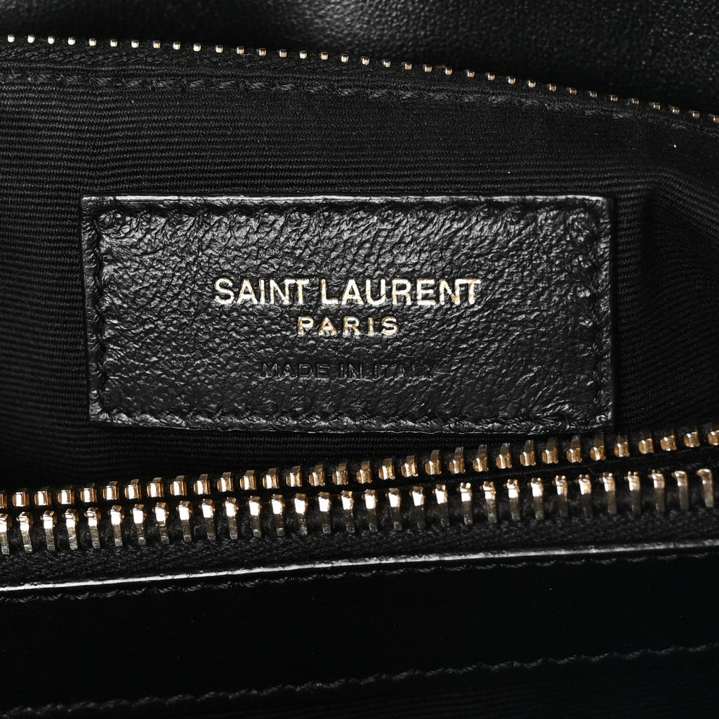 Calfskin Y Quilted Monogram Medium Loulou Chain Satchel Black
