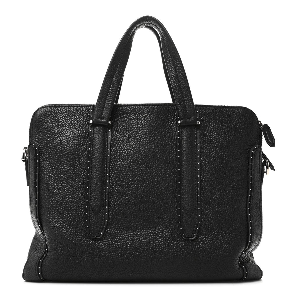 Calfskin Studded Firenze Briefcase Black