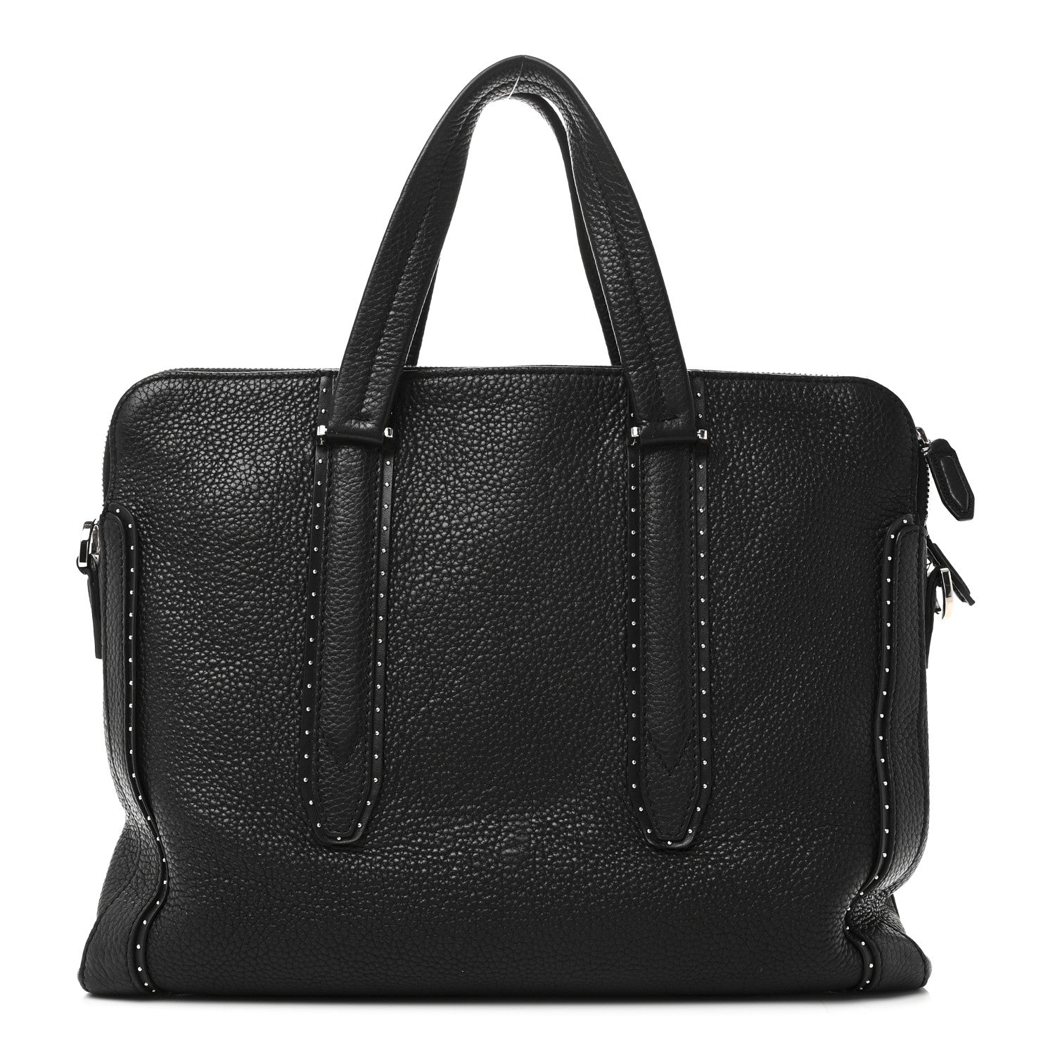 Calfskin Studded Firenze Briefcase Black