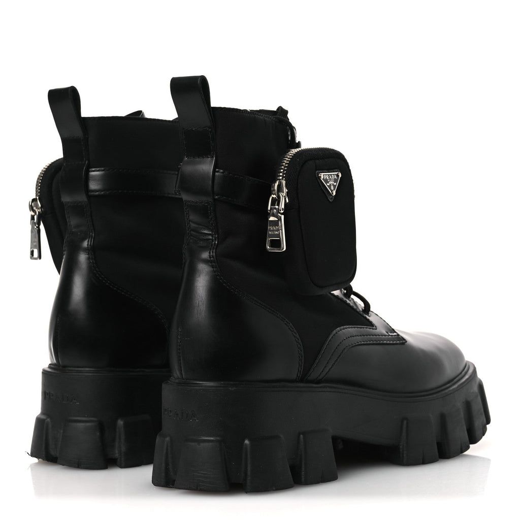 Spazzolato Rois Nylon Metal Triangle Logo Monolith Pouch Pocket 55mm Boots 40.5 Black