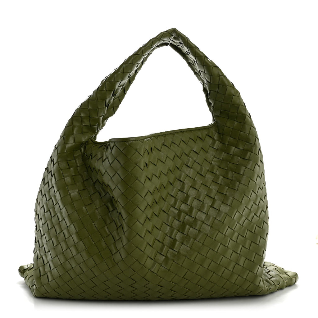 Calfskin Intrecciato Large Hop Matcha