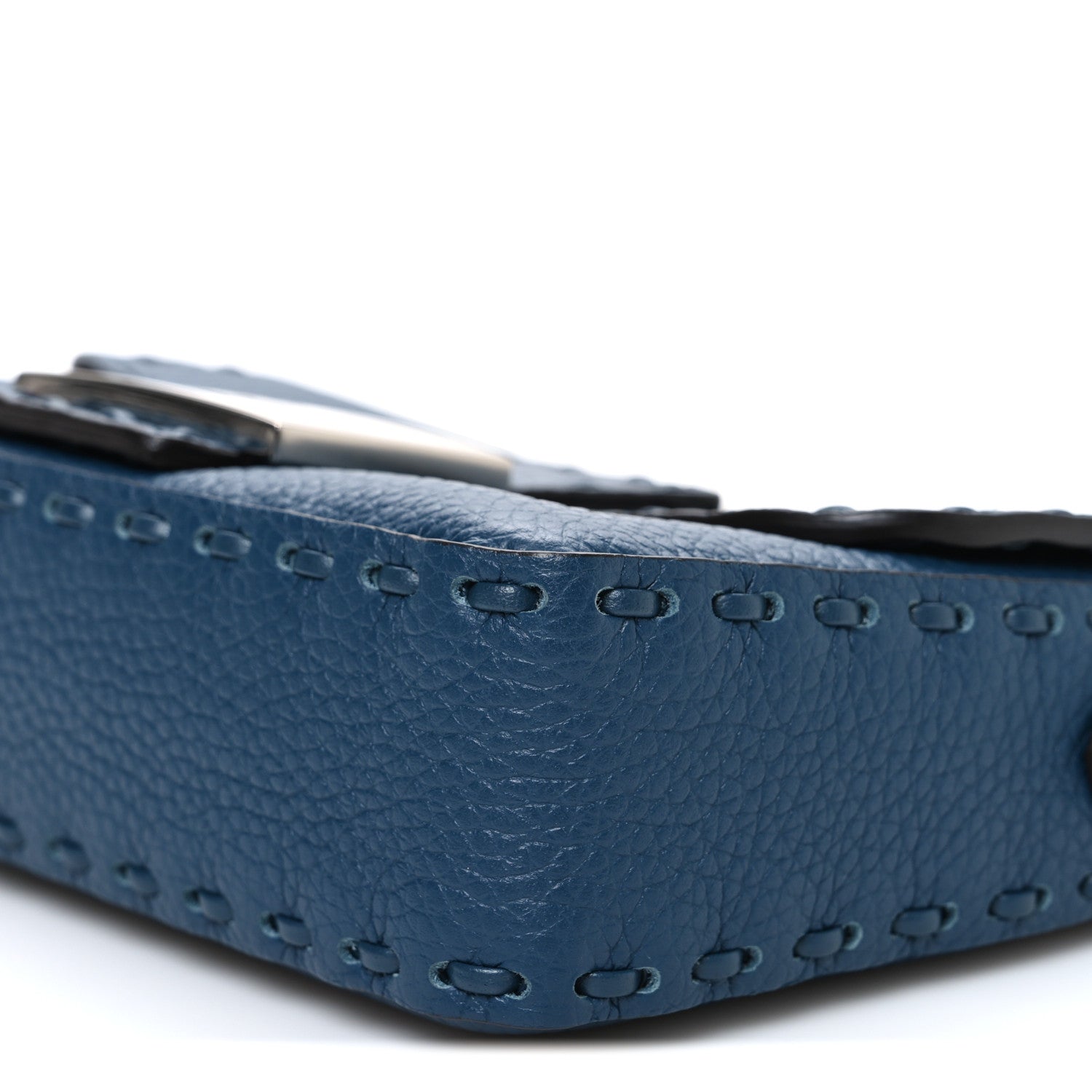 Cuoio Roma Sellerissima Nappa Sintetica Tape Stitch Mini Baguette Placca Argento